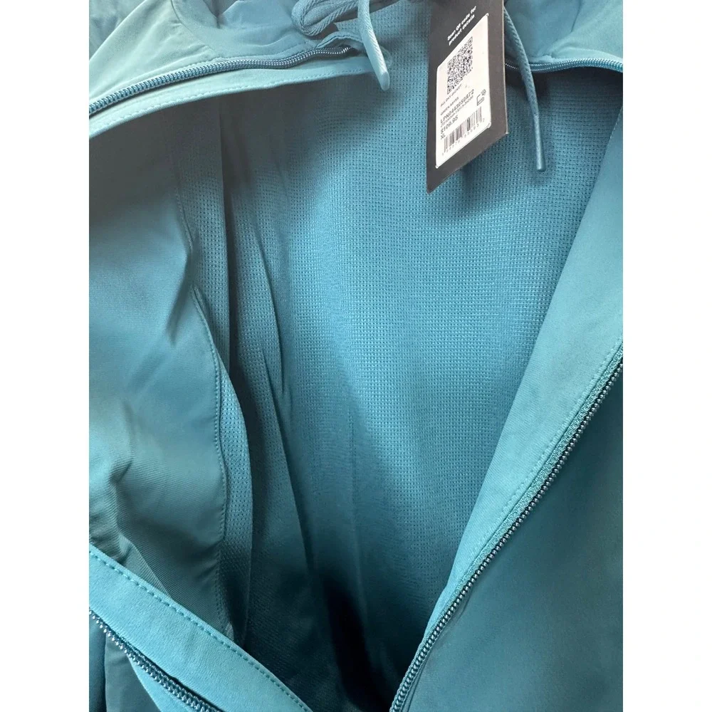 Fabletics NWT All Day Jacket Green Abyss‎ Lightweight Hooded Zip Front Women XL